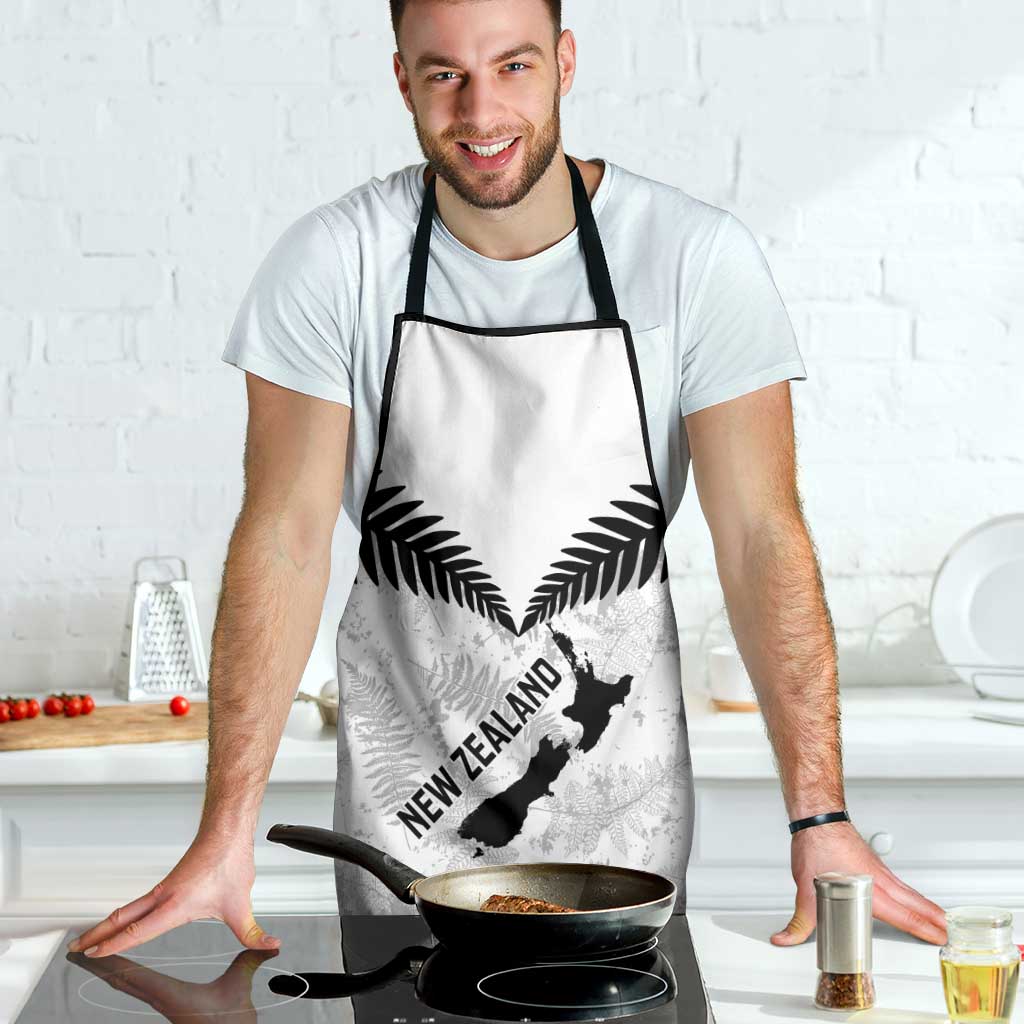 Custom New Zealand Silver Fern Football Apron Go Aotearoa Grunge White - Polynesian Pride