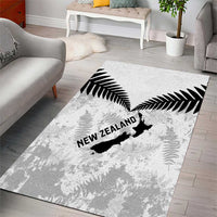 Custom New Zealand Silver Fern Football Area Rug Go Aotearoa Grunge White - Polynesian Pride