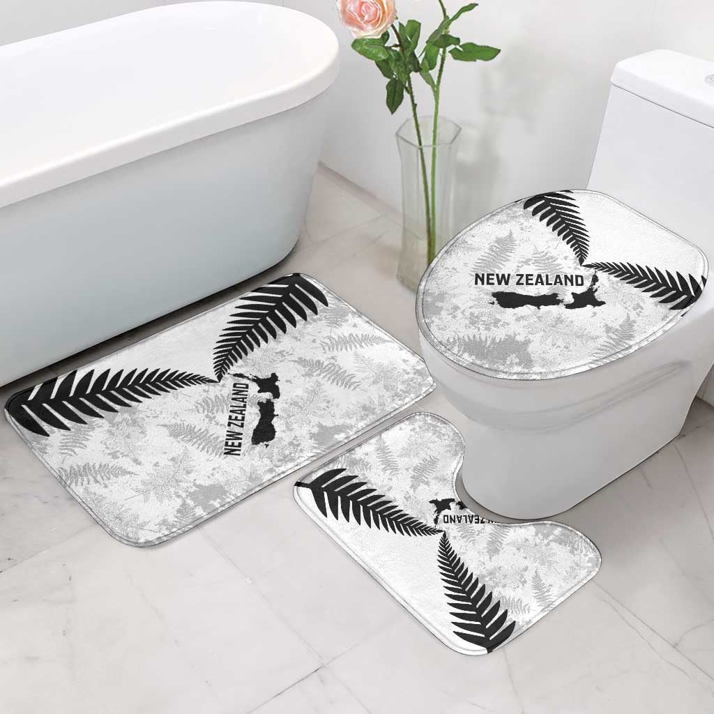 Custom New Zealand Silver Fern Football Bathroom Set Go Aotearoa Grunge White - Polynesian Pride