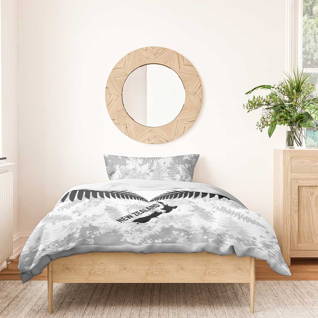 Custom New Zealand Silver Fern Football Bedding Set Go Aotearoa Grunge White - Polynesian Pride