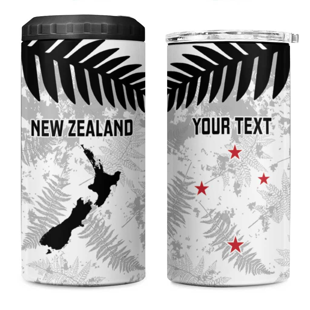 Custom New Zealand Silver Fern Football 4 in 1 Can Cooler Tumbler Go Aotearoa Grunge White - Polynesian Pride