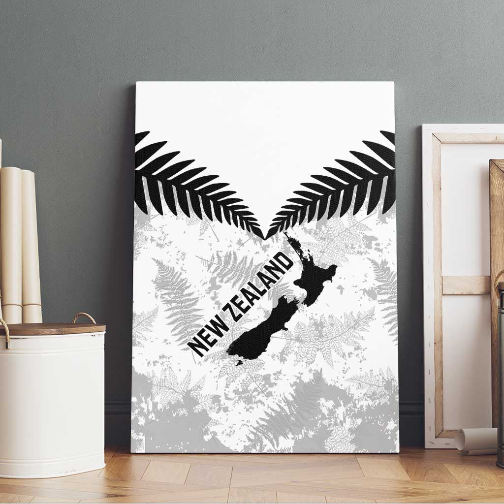 Custom New Zealand Silver Fern Football Canvas Wall Art Go Aotearoa Grunge White - Polynesian Pride