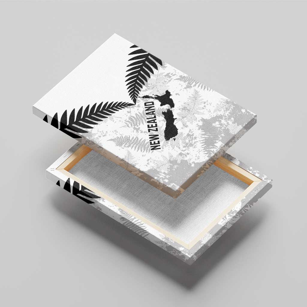 Custom New Zealand Silver Fern Football Canvas Wall Art Go Aotearoa Grunge White - Polynesian Pride