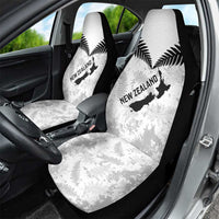 Custom New Zealand Silver Fern Football Car Seat Cover Go Aotearoa Grunge White - Polynesian Pride
