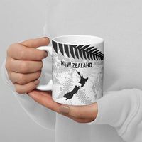 Custom New Zealand Silver Fern Football Ceramic Mug Go Aotearoa Grunge White - Polynesian Pride