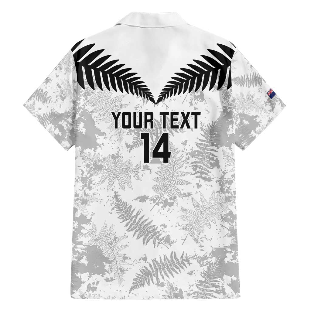 Custom New Zealand Silver Fern Football Family Matching Short Sleeve Bodycon Dress and Hawaiian Shirt Go Aotearoa Grunge White - Polynesian Pride