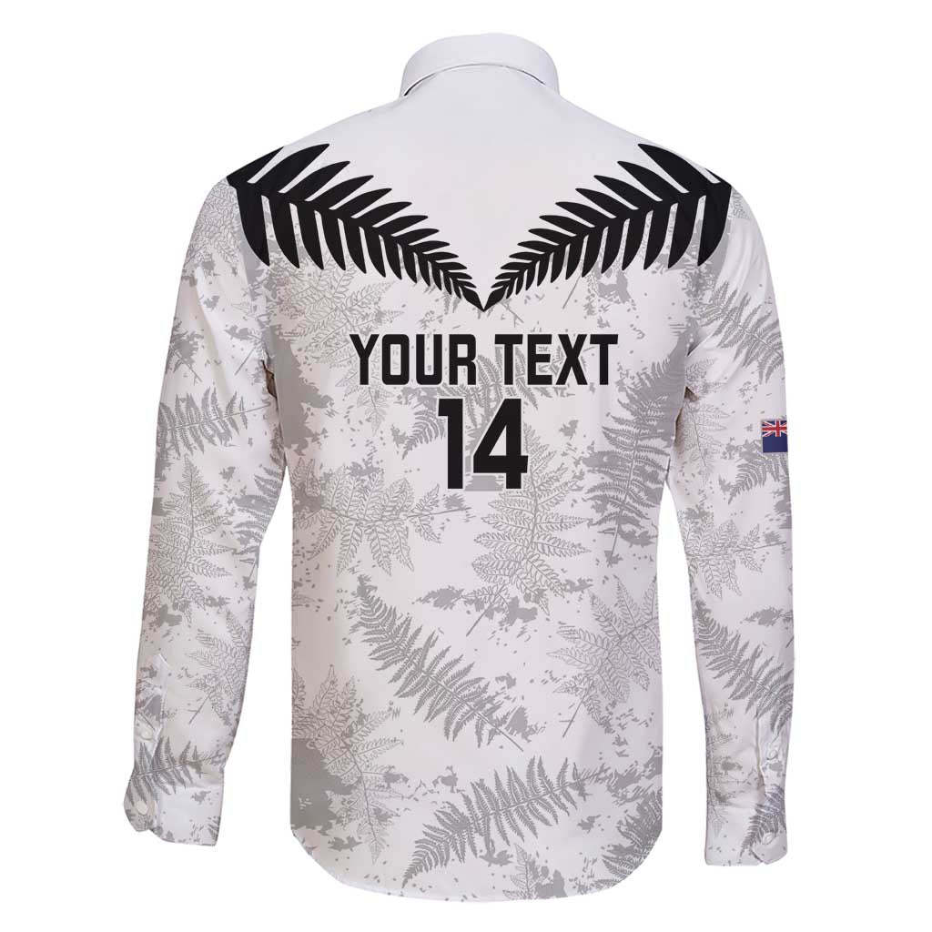 Custom New Zealand Silver Fern Football Family Matching Short Sleeve Bodycon Dress and Hawaiian Shirt Go Aotearoa Grunge White - Polynesian Pride