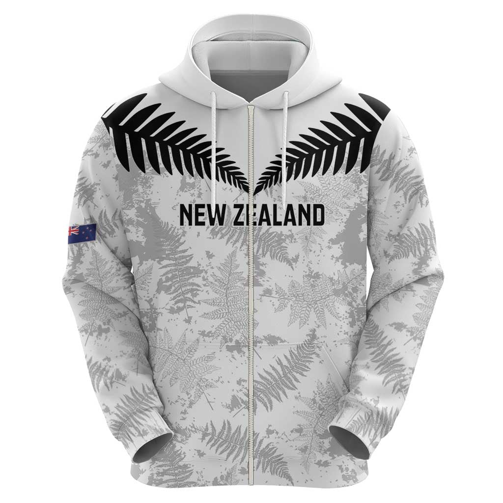 Custom New Zealand Silver Fern Football Hoodie Go Aotearoa Grunge White - Polynesian Pride