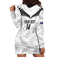 Custom New Zealand Silver Fern Football Hoodie Dress Go Aotearoa Grunge White - Polynesian Pride