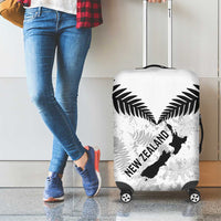 Custom New Zealand Silver Fern Football Luggage Cover Go Aotearoa Grunge White - Polynesian Pride