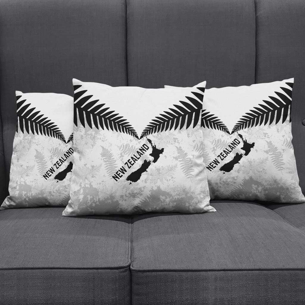 Custom New Zealand Silver Fern Football Pillow Cover Go Aotearoa Grunge White - Polynesian Pride