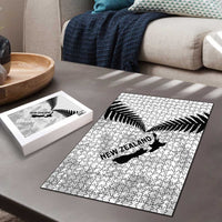 Custom New Zealand Silver Fern Football Puzzle Go Aotearoa Grunge White - Polynesian Pride