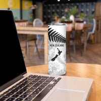 Custom New Zealand Silver Fern Football Skinny Tumbler Go Aotearoa Grunge White - Polynesian Pride