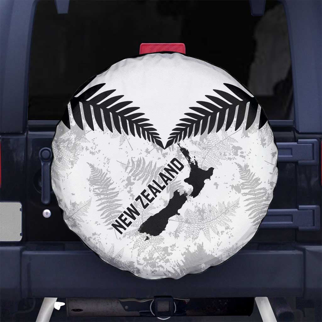 Custom New Zealand Silver Fern Football Spare Tire Cover Go Aotearoa Grunge White - Polynesian Pride