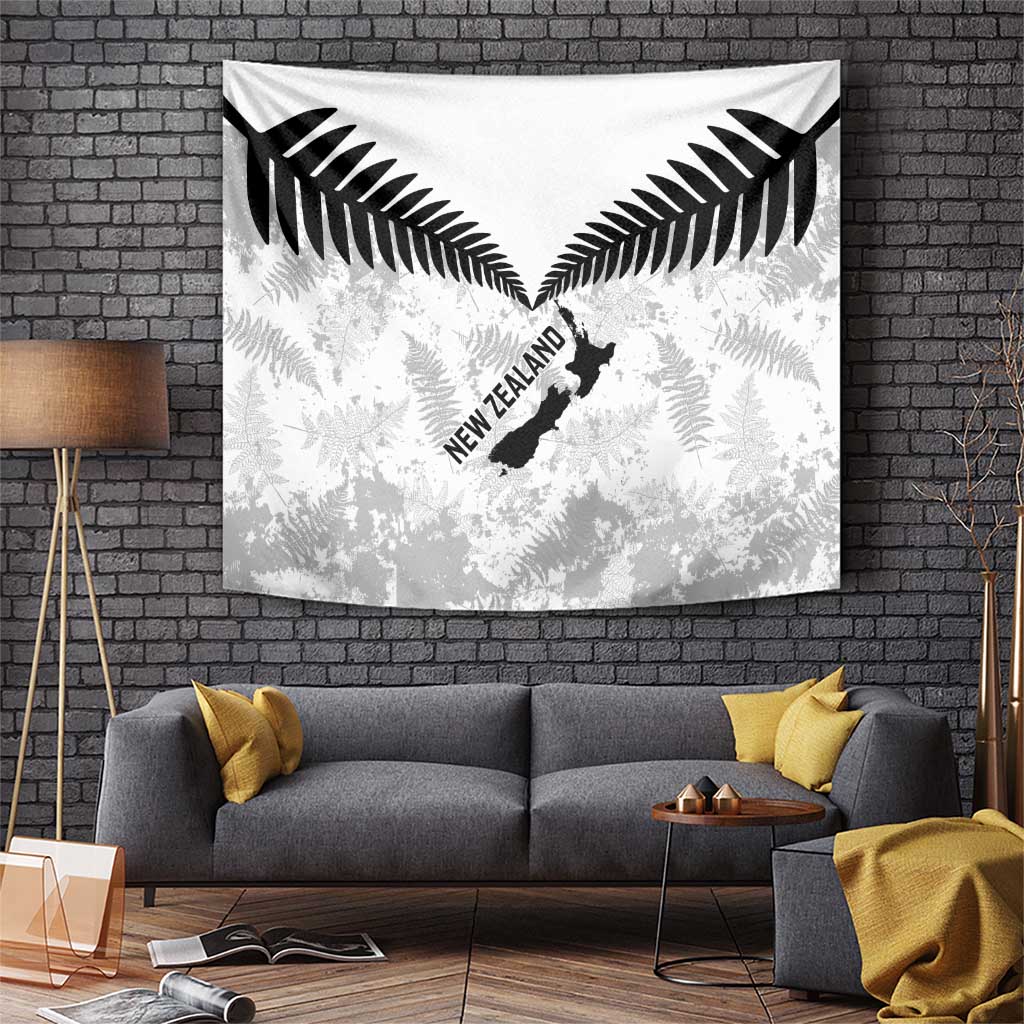 Custom New Zealand Silver Fern Football Tapestry Go Aotearoa Grunge White - Polynesian Pride