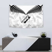 Custom New Zealand Silver Fern Football Tapestry Go Aotearoa Grunge White - Polynesian Pride