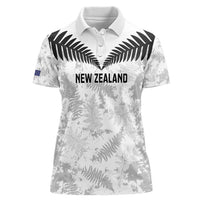 Custom New Zealand Silver Fern Football Women Polo Shirt Go Aotearoa Grunge White - Polynesian Pride