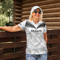 Custom New Zealand Silver Fern Football Women Polo Shirt Go Aotearoa Grunge White - Polynesian Pride