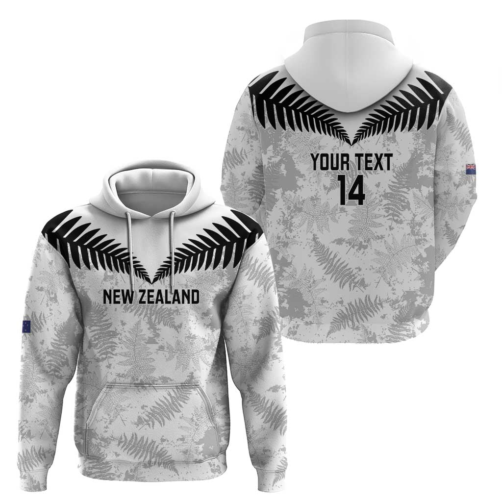 Custom New Zealand Silver Fern Football Zip Hoodie Go Aotearoa Grunge White - Polynesian Pride