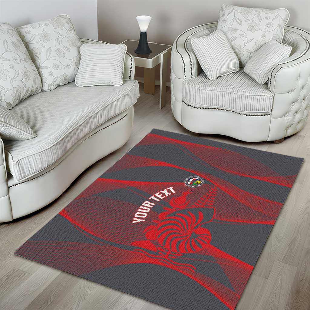 Custom New Caledonia Football Area Rug Allez Les Cagous Grey Version - Polynesian Pride
