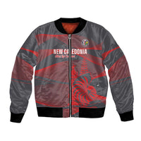 Custom New Caledonia Football Bomber Jacket Allez Les Cagous Grey Version - Polynesian Pride