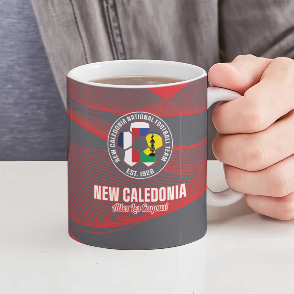 Custom New Caledonia Football Ceramic Mug Allez Les Cagous Grey Version - Polynesian Pride