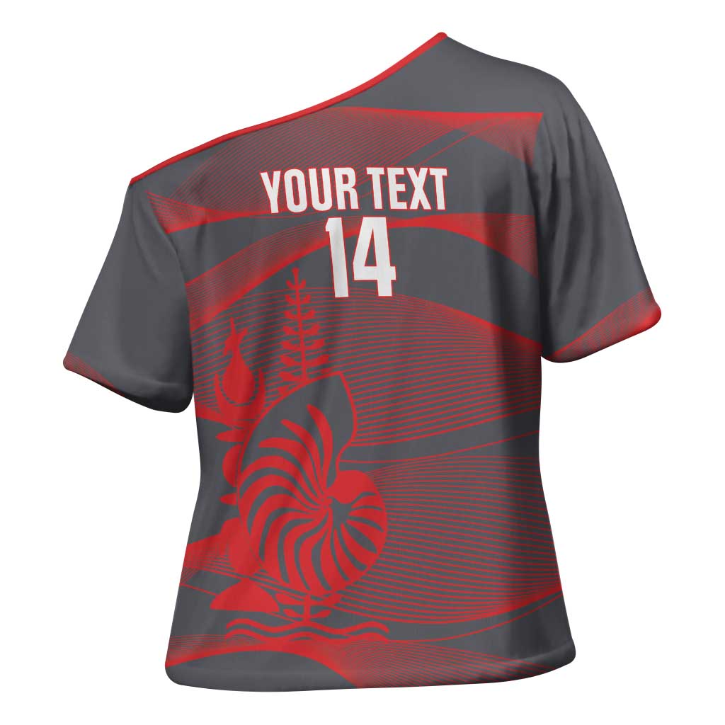 Custom New Caledonia Football Cross Shoulder Shirt Allez Les Cagous Grey Version - Polynesian Pride