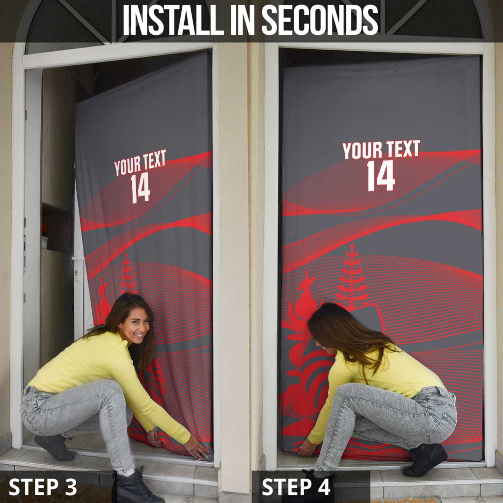 Custom New Caledonia Football Door Cover Allez Les Cagous Grey Version - Polynesian Pride