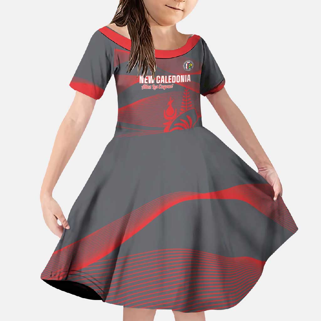 Custom New Caledonia Football Family Matching Off Shoulder Maxi Dress and Hawaiian Shirt Allez Les Cagous Grey Version - Polynesian Pride