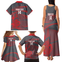 Custom New Caledonia Football Family Matching Tank Maxi Dress and Hawaiian Shirt Allez Les Cagous Grey Version - Polynesian Pride
