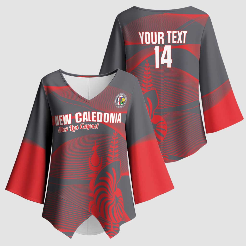 Custom New Caledonia Football Kimono Sleeve Blouse Allez Les Cagous Grey Version - Polynesian Pride