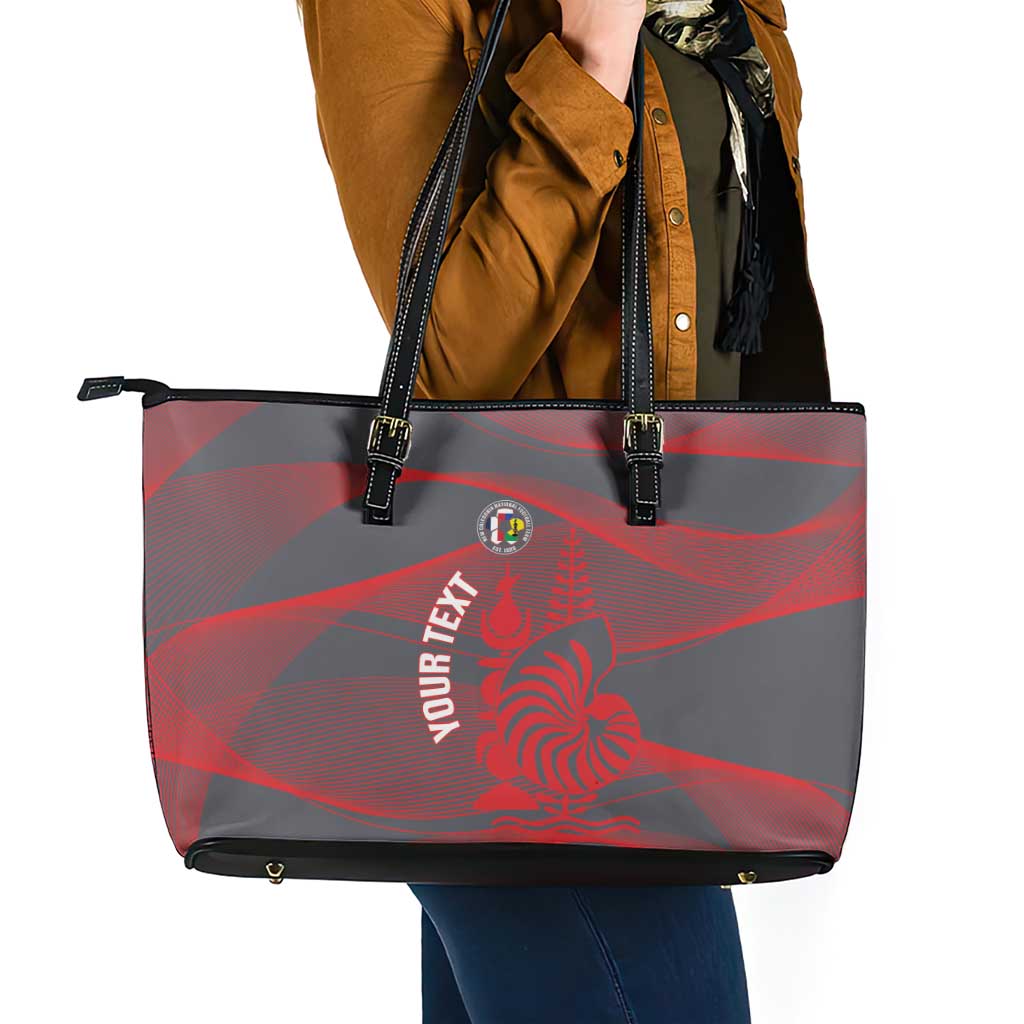 Custom New Caledonia Football Leather Tote Bag Allez Les Cagous Grey Version - Polynesian Pride