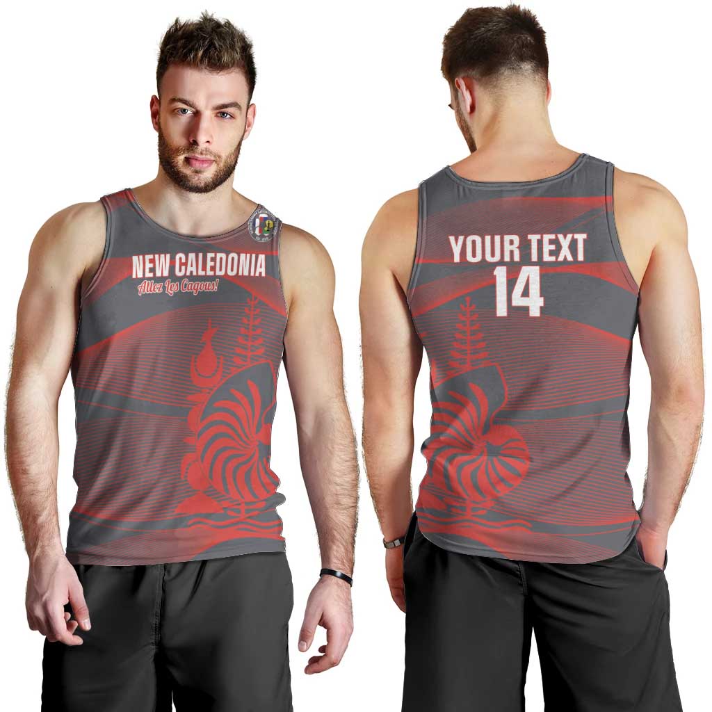 Custom New Caledonia Football Men Tank Top Allez Les Cagous Grey Version - Polynesian Pride