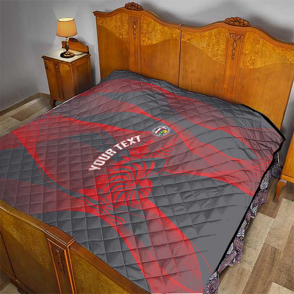 Custom New Caledonia Football Quilt Allez Les Cagous Grey Version - Polynesian Pride