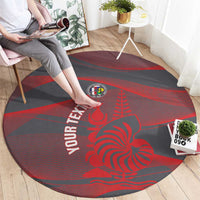 Custom New Caledonia Football Round Carpet Allez Les Cagous Grey Version - Polynesian Pride