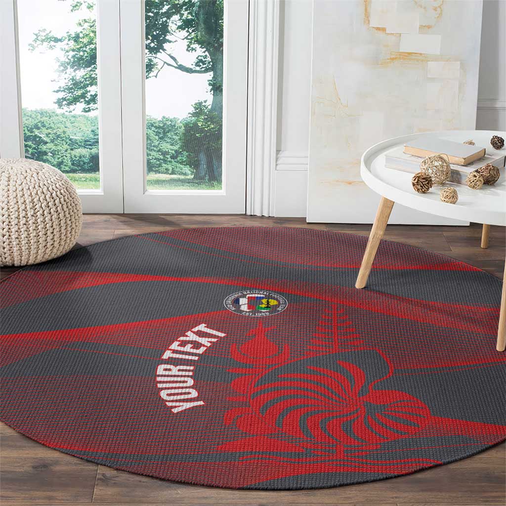 Custom New Caledonia Football Round Carpet Allez Les Cagous Grey Version - Polynesian Pride