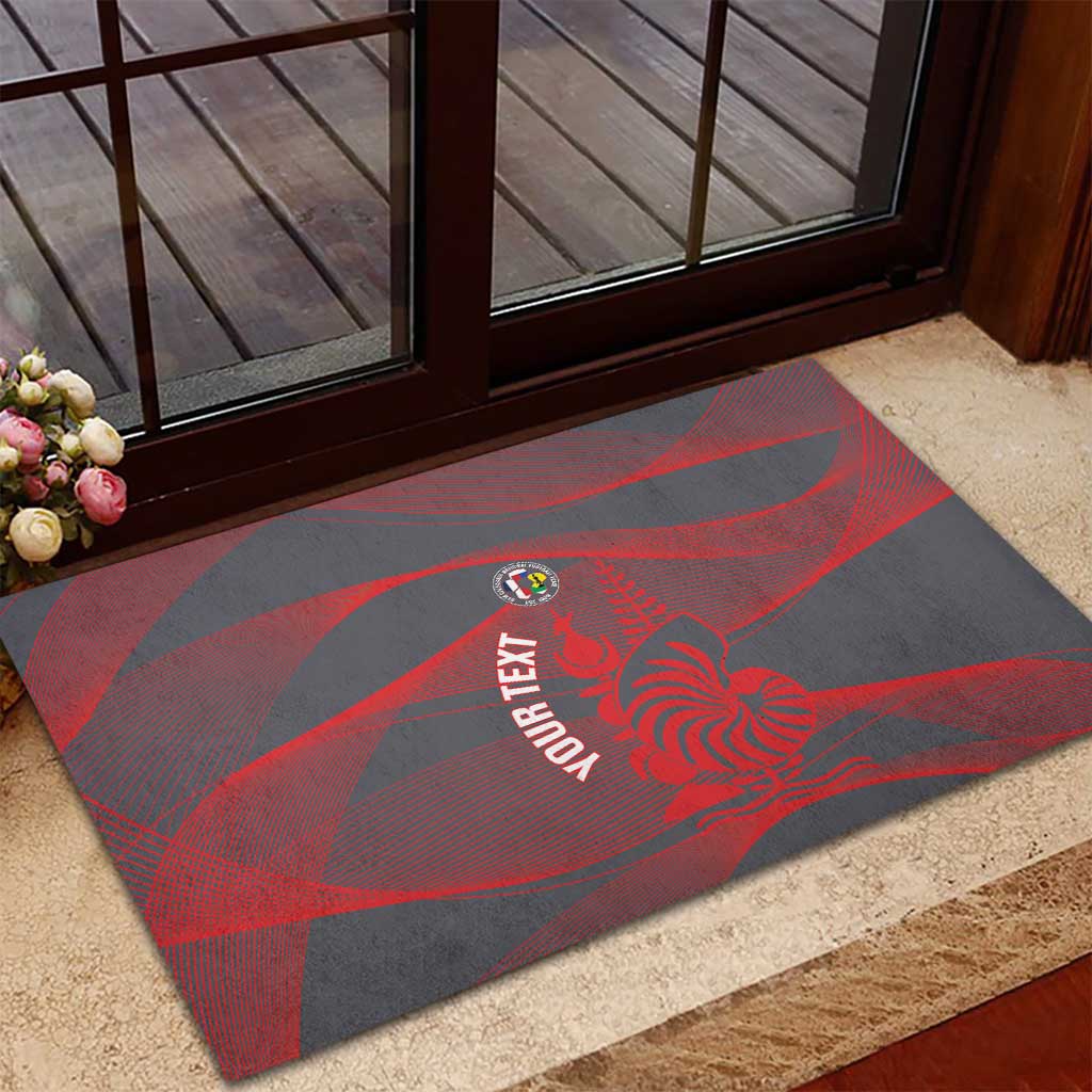 Custom New Caledonia Football Rubber Doormat Allez Les Cagous Grey Version - Polynesian Pride