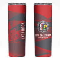 Custom New Caledonia Football Skinny Tumbler Allez Les Cagous Grey Version - Polynesian Pride