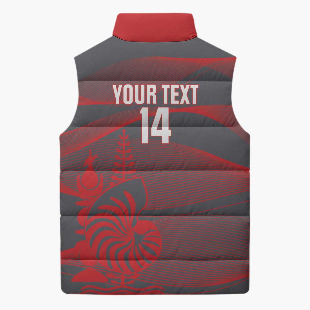 Custom New Caledonia Football Sleeveless Puffer Jacket Allez Les Cagous Grey Version LT14 - Polynesian Pride