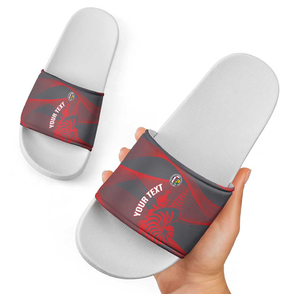 Custom New Caledonia Football Slide Sandals Allez Les Cagous Grey Version - Polynesian Pride