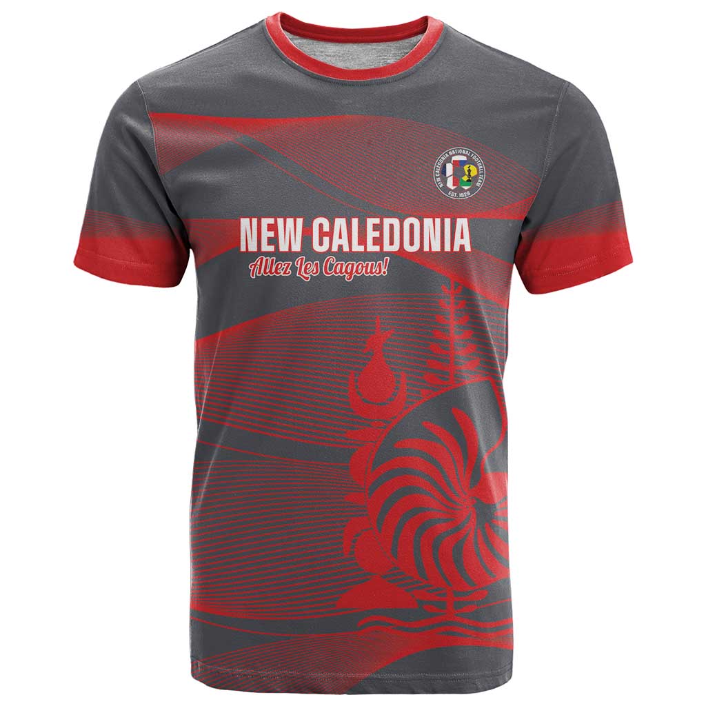 Custom New Caledonia Football T Shirt Allez Les Cagous Grey Version - Polynesian Pride