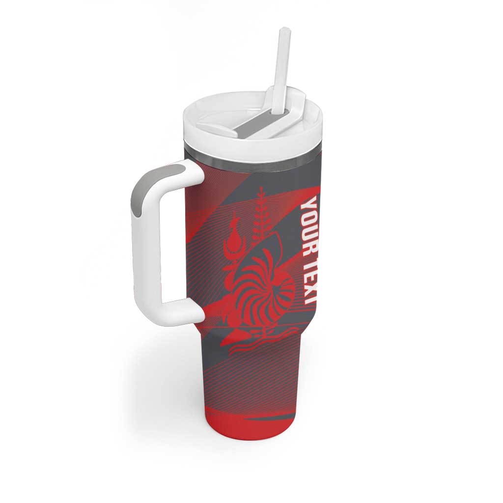 Custom New Caledonia Football Tumbler With Handle Allez Les Cagous Grey Version - Polynesian Pride