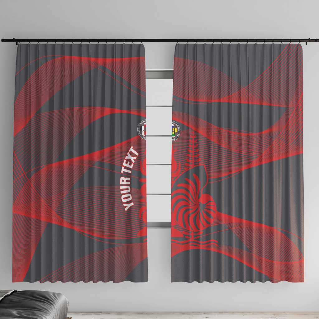 Custom New Caledonia Football Window Curtain Allez Les Cagous Grey Version - Polynesian Pride