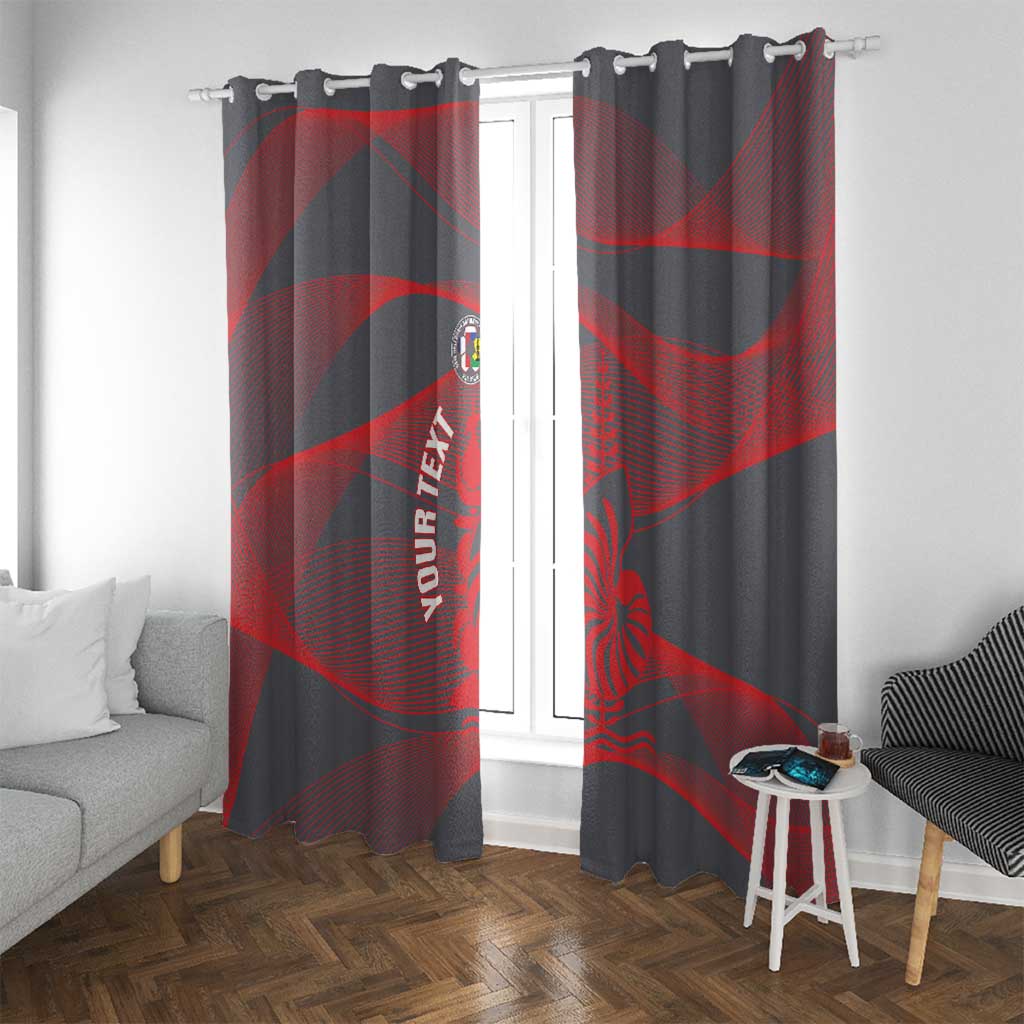 Custom New Caledonia Football Window Curtain Allez Les Cagous Grey Version - Polynesian Pride