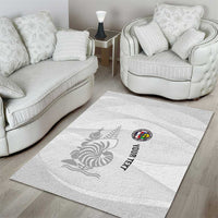 Custom New Caledonia Football Area Rug Allez Les Cagous White Version - Polynesian Pride