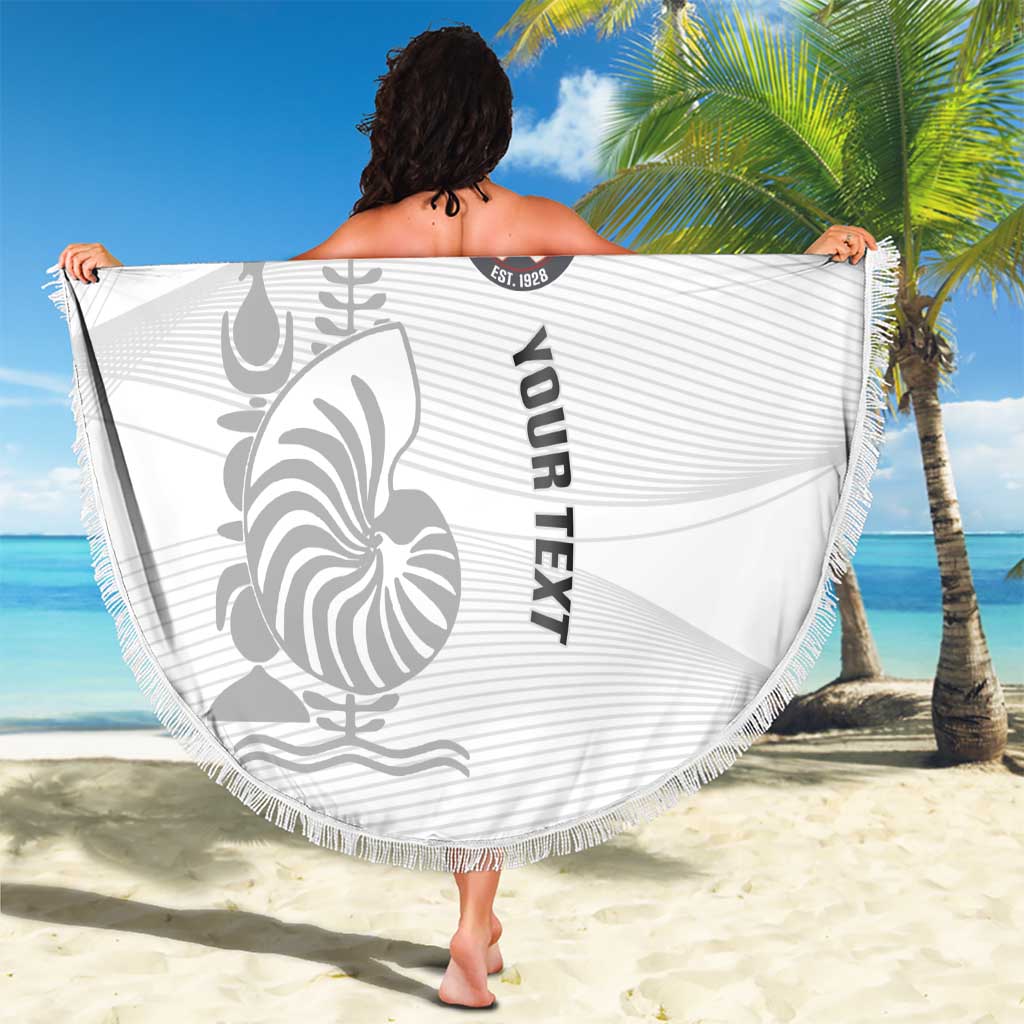 Custom New Caledonia Football Beach Blanket Allez Les Cagous White Version - Polynesian Pride