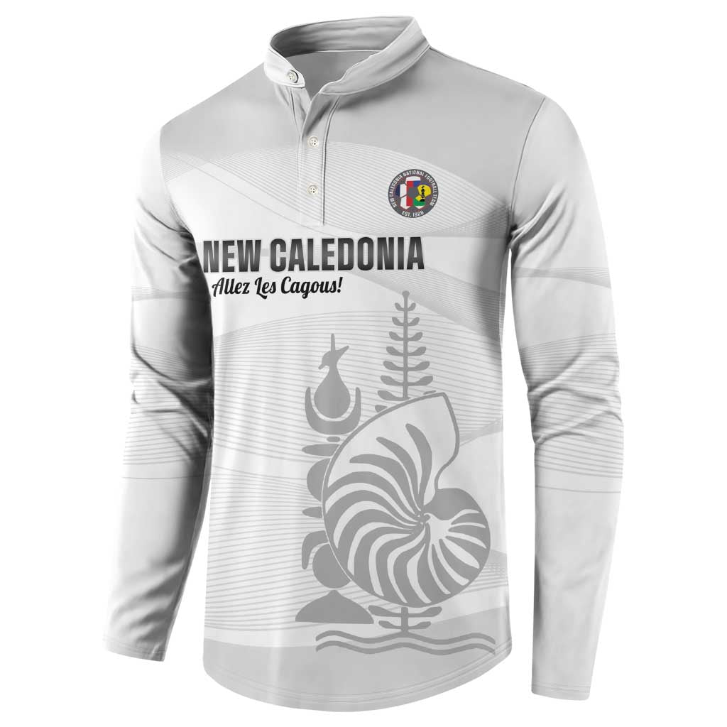 Custom New Caledonia Football Button Sweatshirt Allez Les Cagous White Version - Polynesian Pride