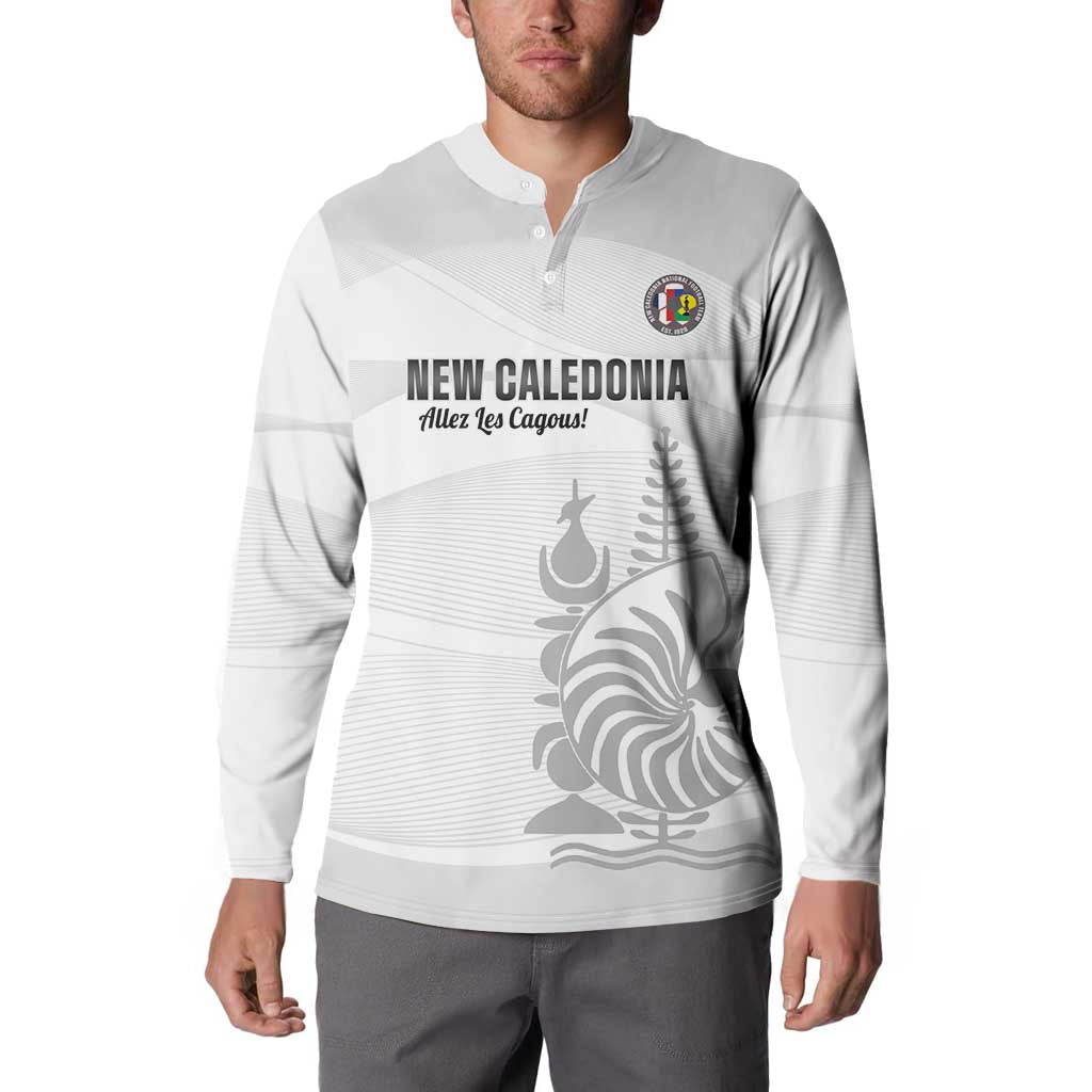 Custom New Caledonia Football Button Sweatshirt Allez Les Cagous White Version - Polynesian Pride