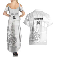 Custom New Caledonia Football Couples Matching Summer Maxi Dress and Hawaiian Shirt Allez Les Cagous White Version - Polynesian Pride