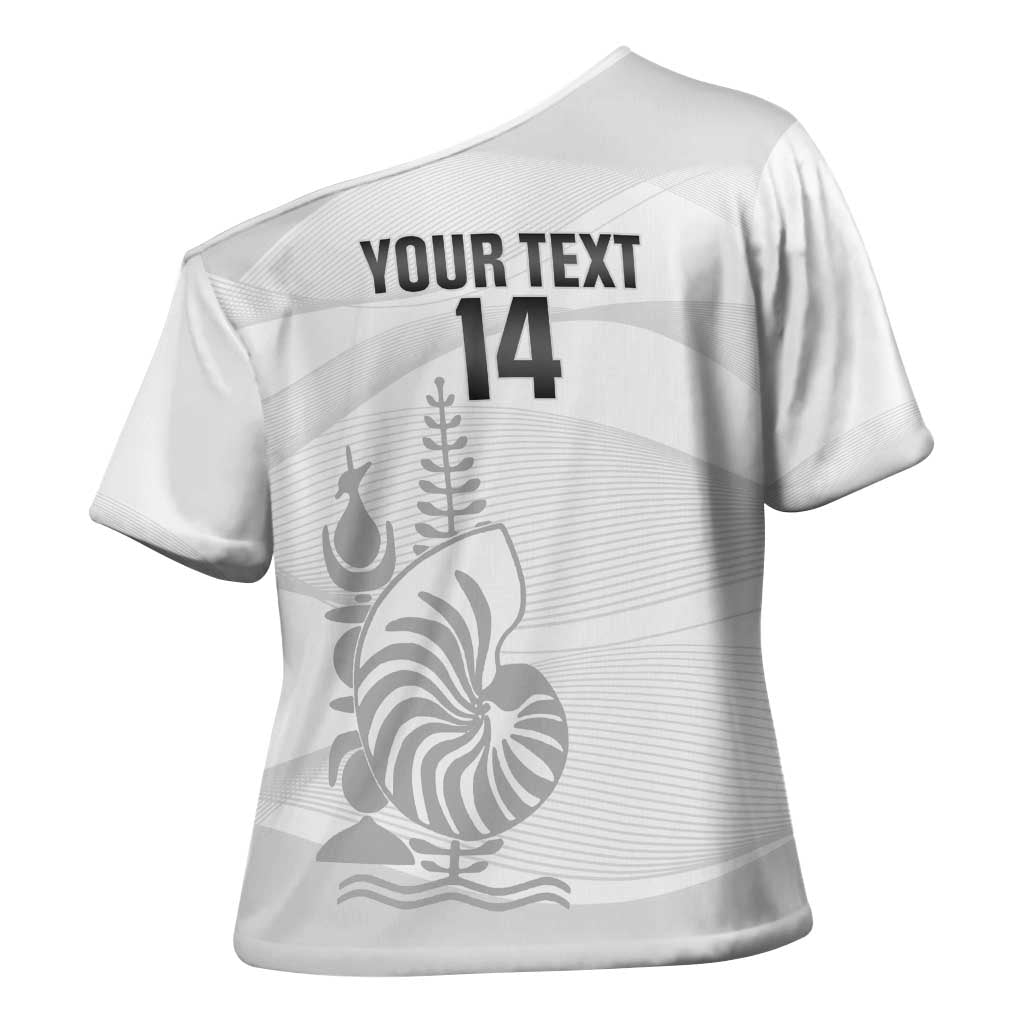 Custom New Caledonia Football Cross Shoulder Shirt Allez Les Cagous White Version - Polynesian Pride